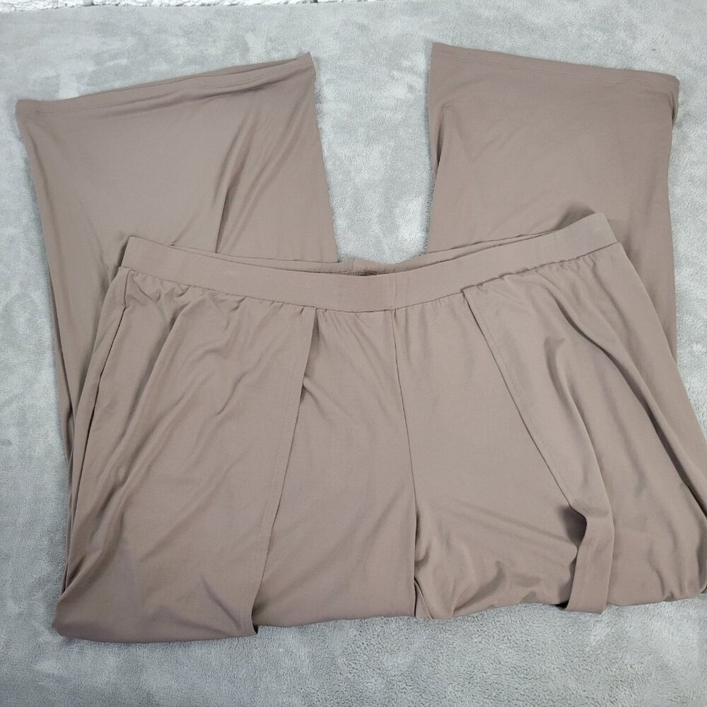 H by Halston Pants 2X Plus Tan Wide Leg Elastic Waist Pull On Brown Dress BRO12E
